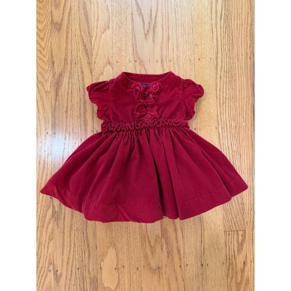 Baby‎ Gap Corduroy Dress Ruffle Girls Red Holiday Outfit 3-6 Months
